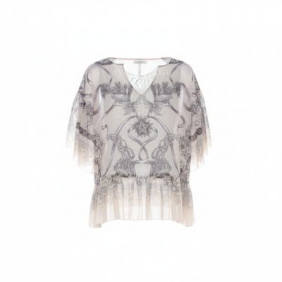Women's Chiffon Botanical Print Top