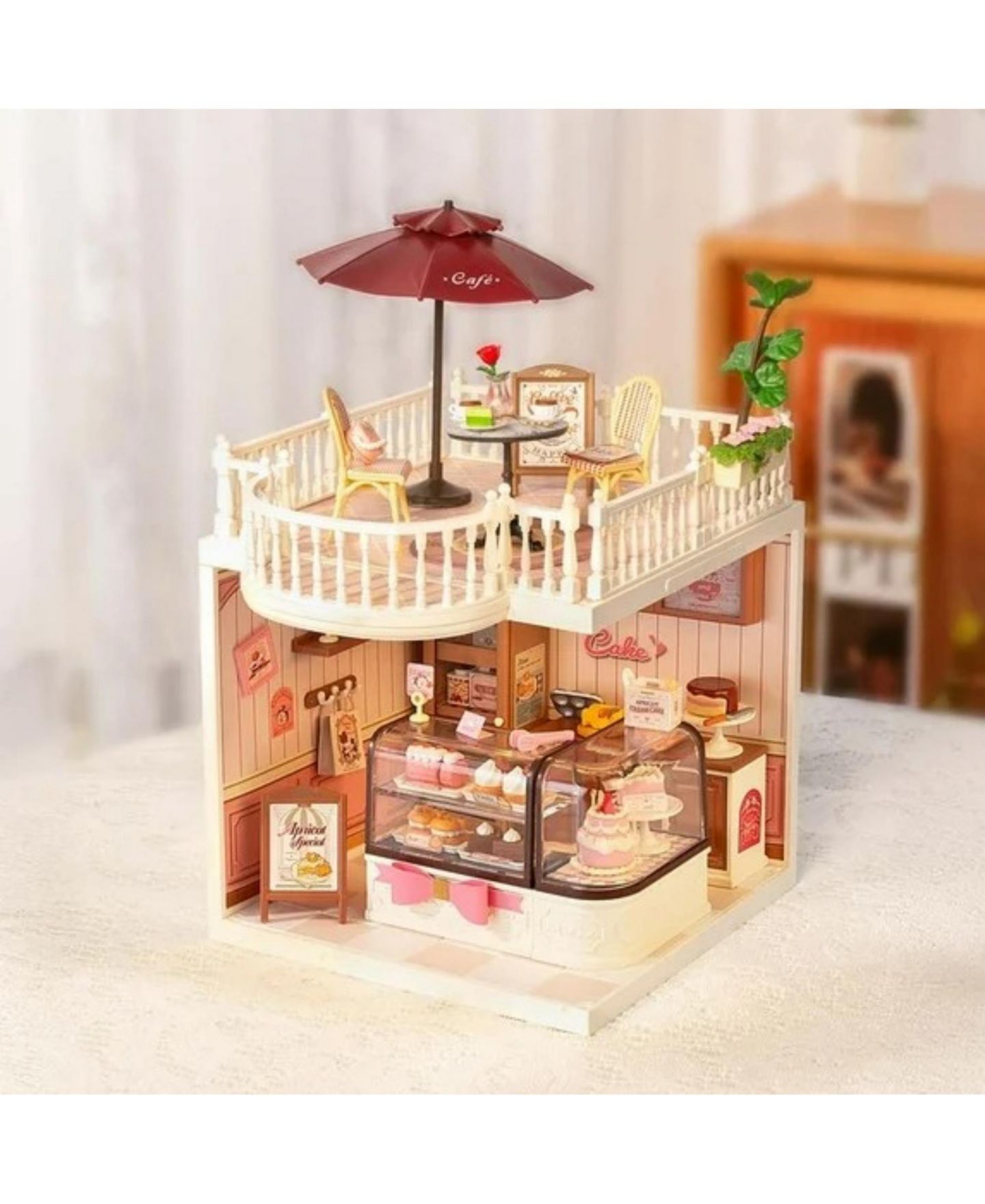 3D-пазл Robotime: миниатюрный кукольный домик Chic Cafe Terrace, сборный набор — фото 5