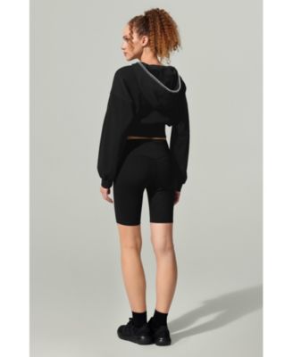 Women's Cropped Fit Seamflow Drift Full-Zip Front Closure Sweatshirt