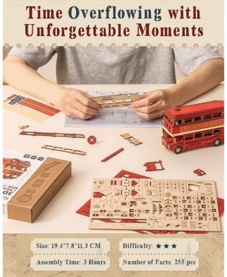 3D Puzzles London Tour Bus Car Model Toy Crafts Construction Gifts for Boys Girls Adults