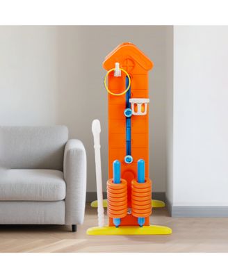 4 in 1 Giant Game Set with Adjustable Height Jumbo Connect 4 Basketball Ring Toss Golf Games Portable Outdoor Set for Kids Adults