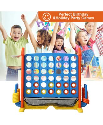 4 in 1 Giant Game Set with Adjustable Height Jumbo Connect 4 Basketball Ring Toss Golf Games Portable Outdoor Set for Kids Adults