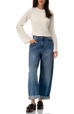 Women's Textured Knit Top with Flared Sleeves