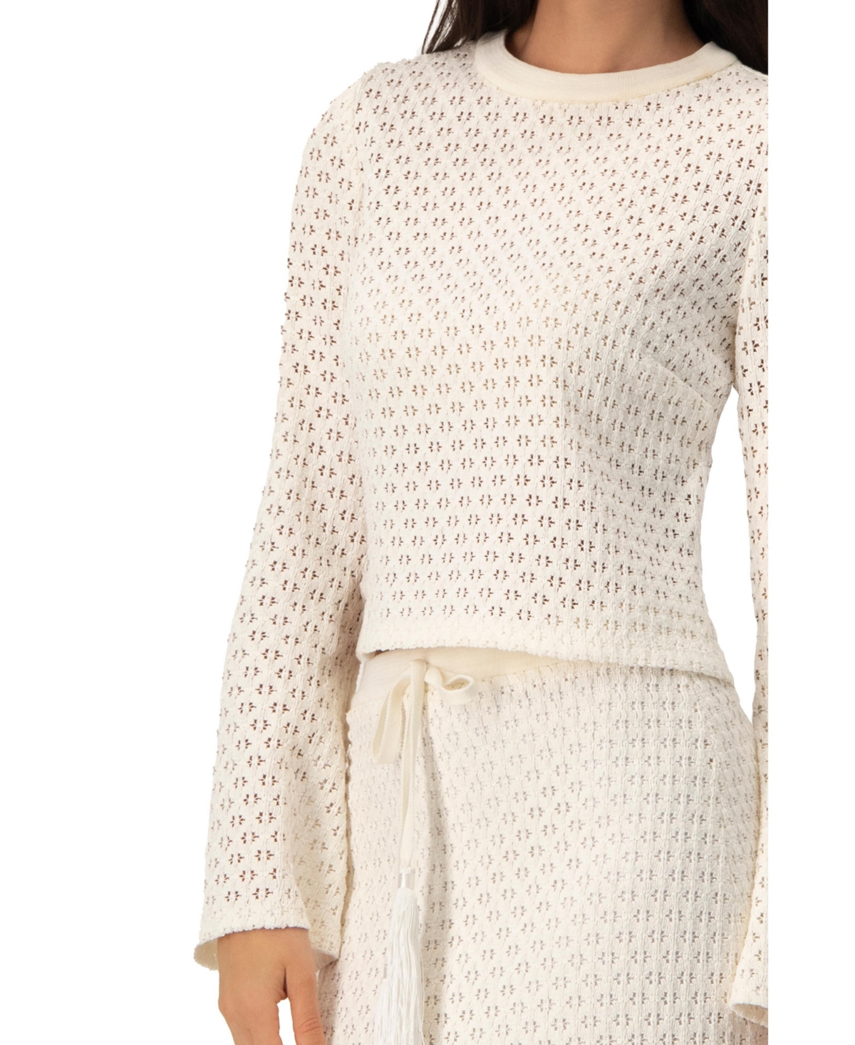 Ivonne Women's Textured Knit Top with Flared Sleeves