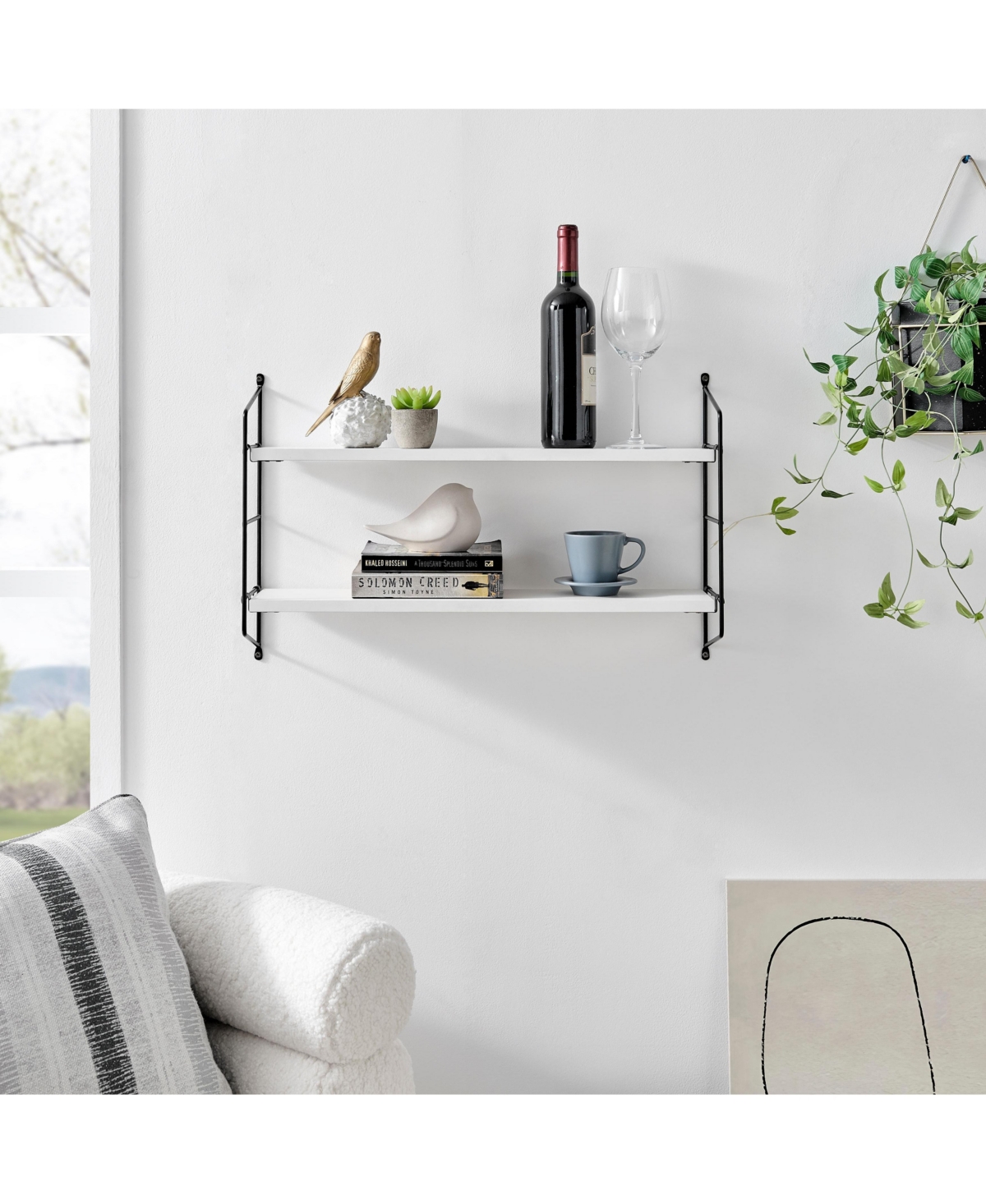 Danya B Severini Floating Bracket Farmhouse Two-Tier Wall Shelf