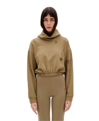 Women's Cotton Destroyed High-Neck Sweatshirt