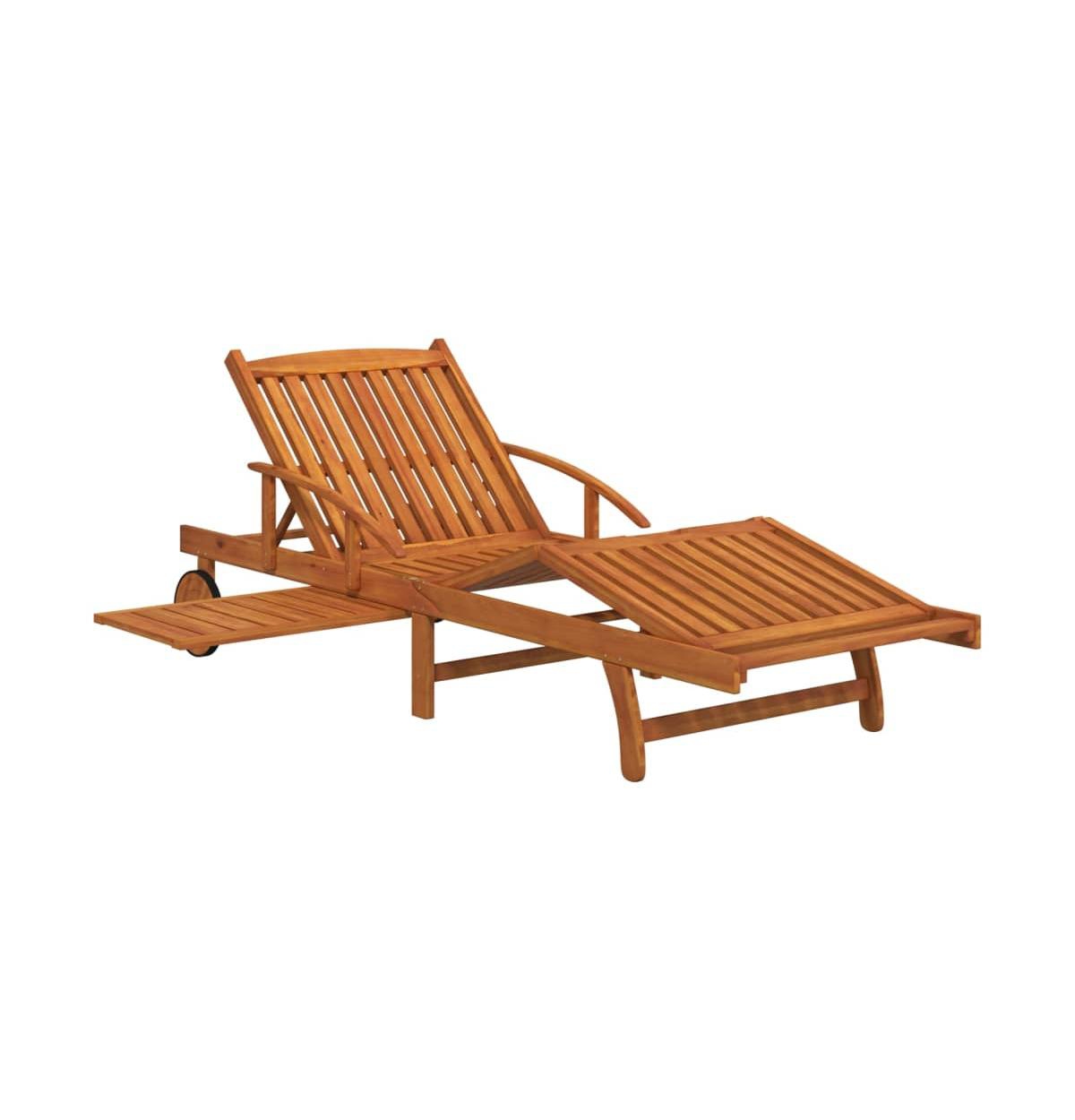 vidaXL Sunlounger With Table Wood Grain Solid Acacia wood Large Foldable
