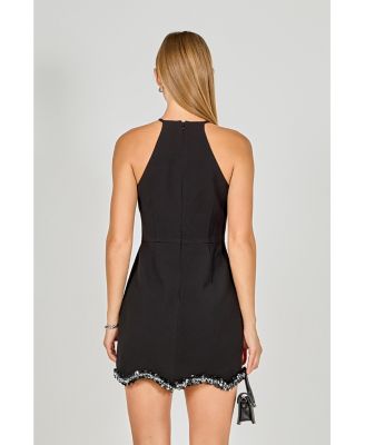 Women's Jewel Scalloped Mini Dress