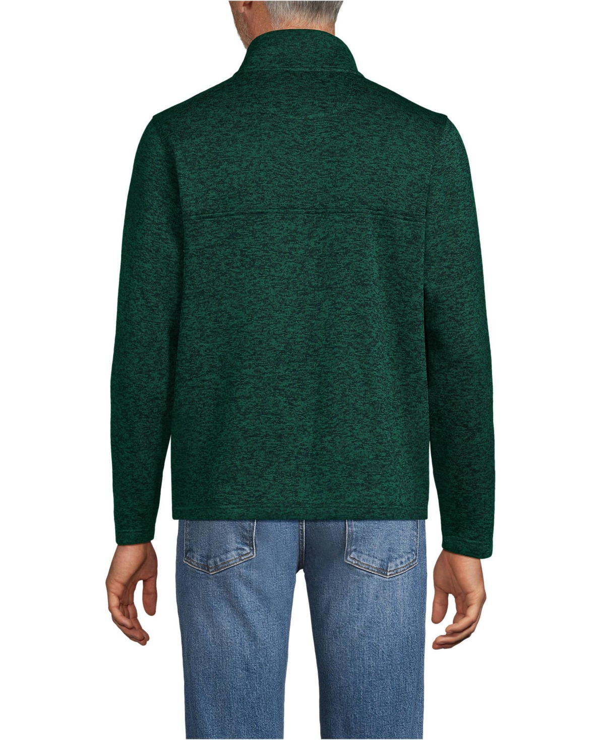 Lands' End Men's Sweater Fleece Snap Neck Pullover Jacket