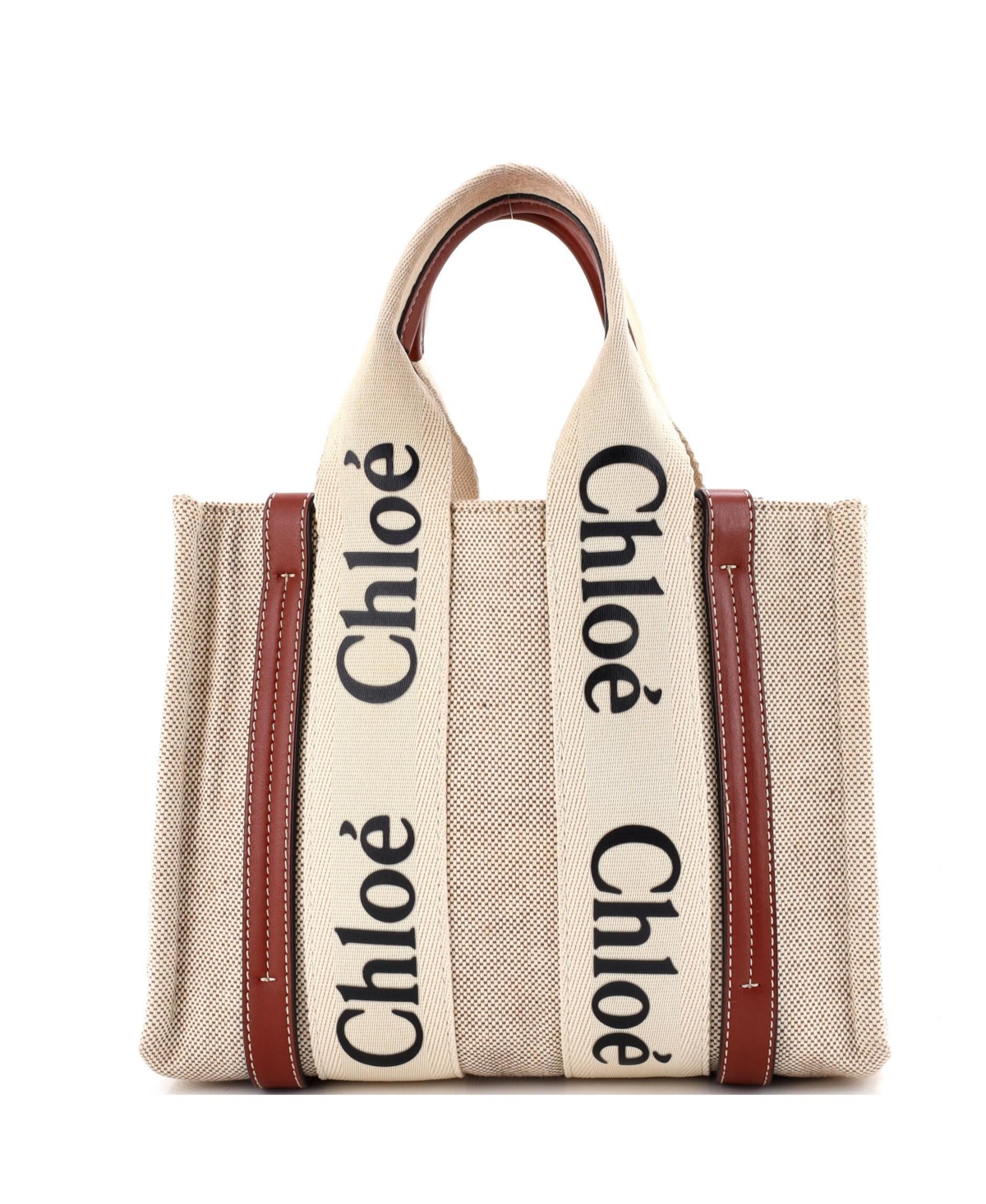 Pre-Owned Chloe Small Woody Tote Canvas with Leather