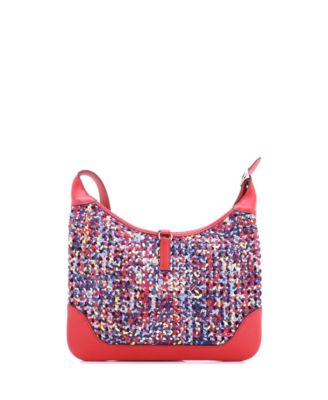 Pre-Owned HERMES 31 Trim Duo Bag Printed Silk and Leather