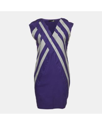 Women's Purple Poplin Braided Detail Shift Dress