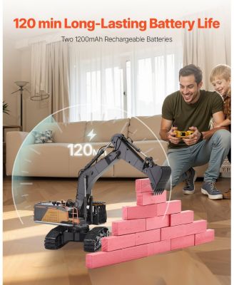 RC Excavator Toy, 22-Channel 1:14 Scale Metal Shovel Digger with Lights & Sounds, Full-Function Construction Vehicle