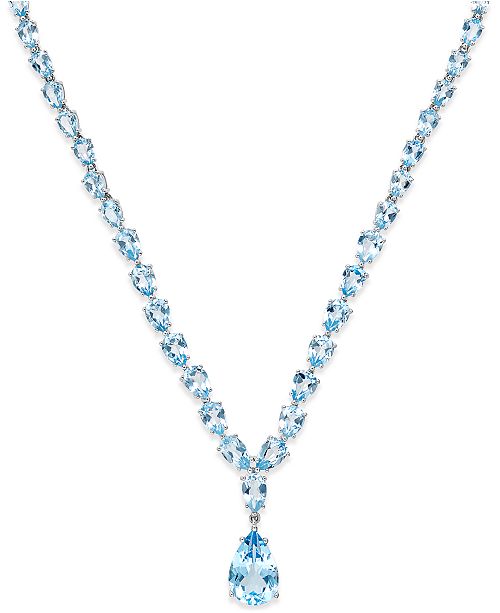 Macy's Blue Topaz Statement Necklace (30 ct. t.w.) in Sterling ...