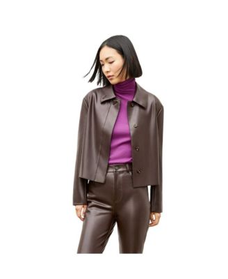 Women's Nicky Faux Leather Cropped Jacket with Back Pleat