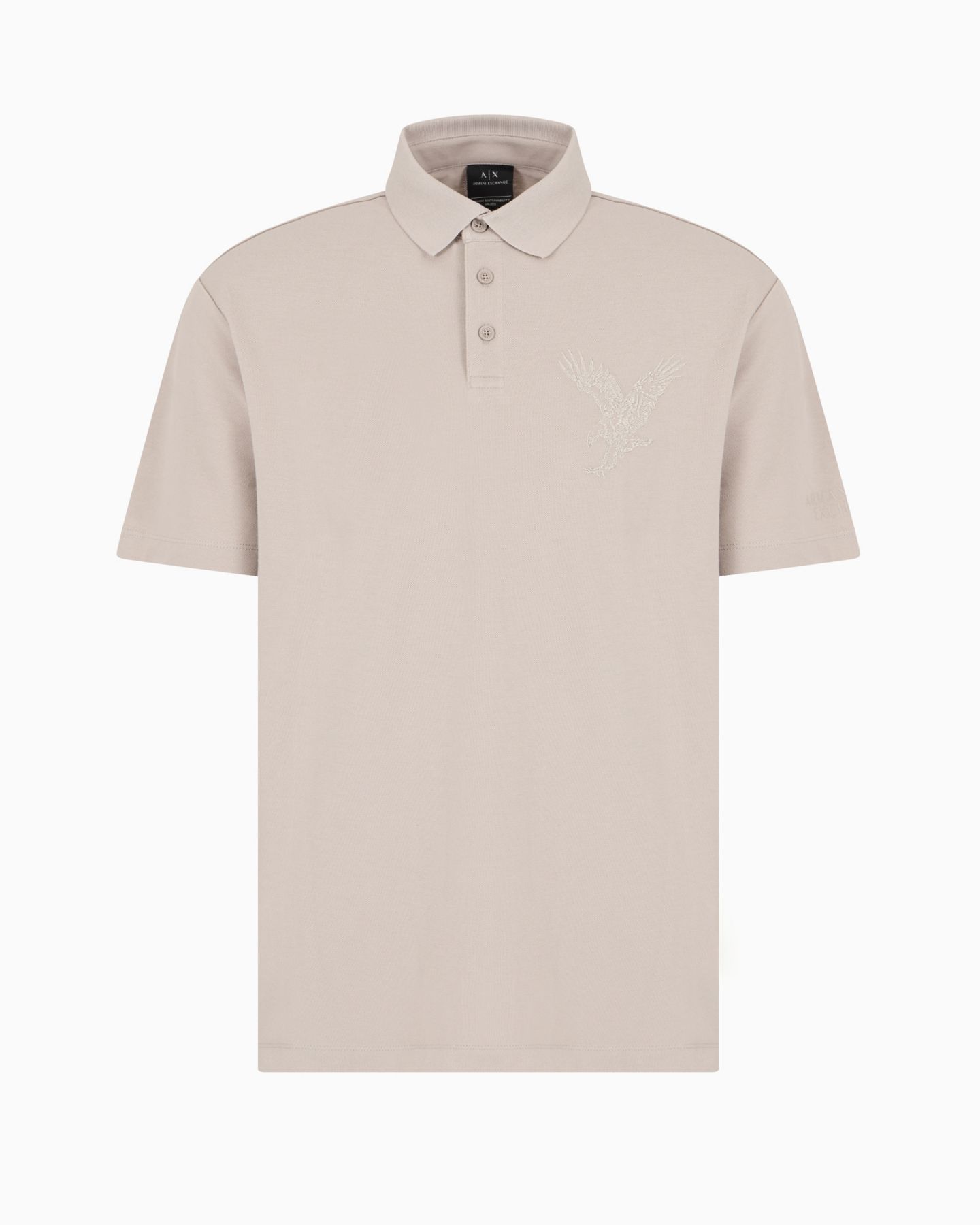 Мужское поло A|X Armani Exchange Short Sleeve Eagle Graphic Polo Shirt, цвет: String — фото 3