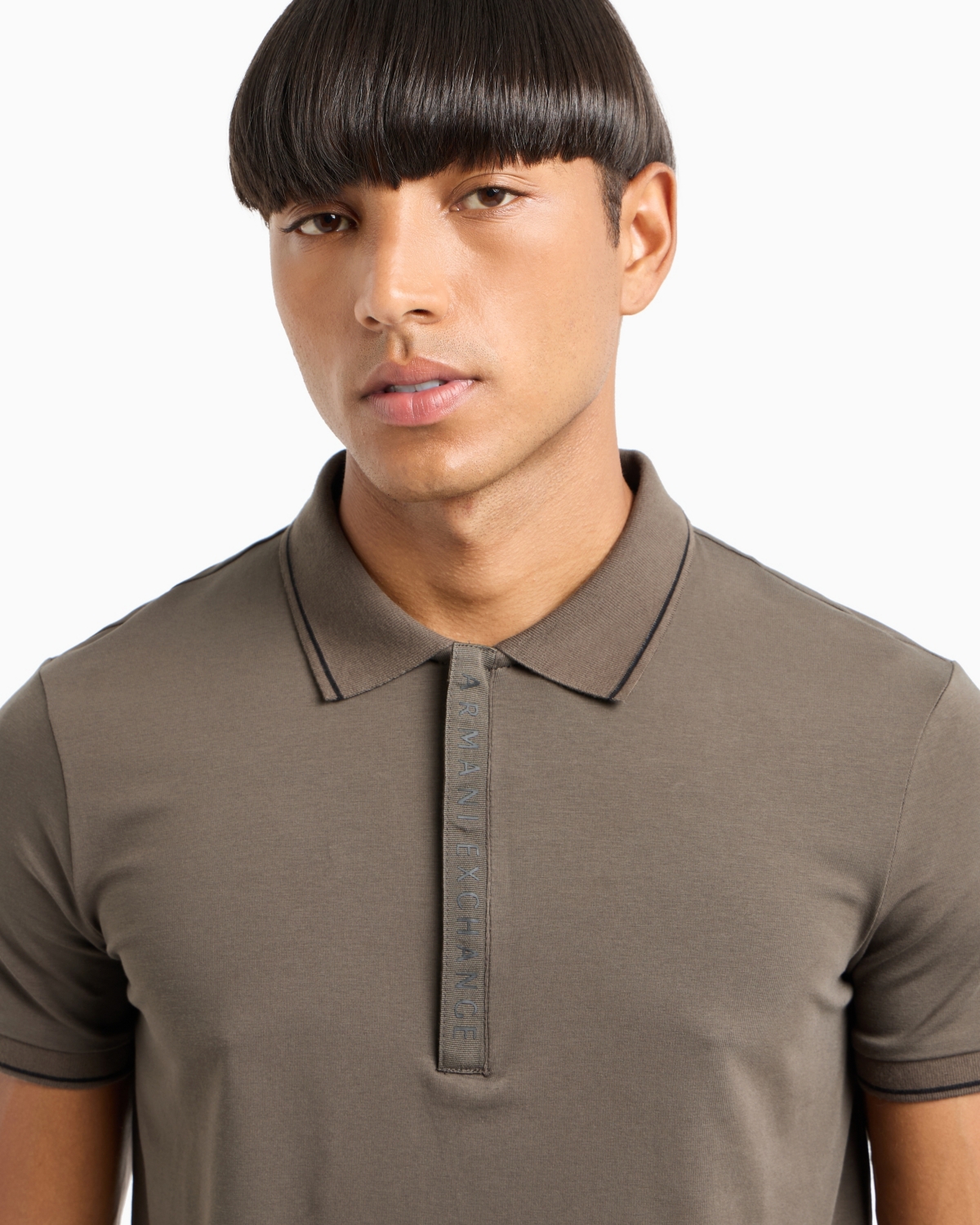 A|X Armani Exchange Men's Short Sleeve Logo-Placket Stretch Polo Shirt