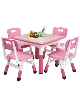 Kids Table and 4 Chairs Set Activity Table for Toddlers 5-Piece Childrens Table and Chair Set Boy & Girl Gift for Classrooms/Daycares/Home
