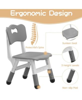 Kids Table and 4 Chairs Set, Height Adjustable Table for 4, Kids Study Table for Home Daycare Preschool for Ages 2-8