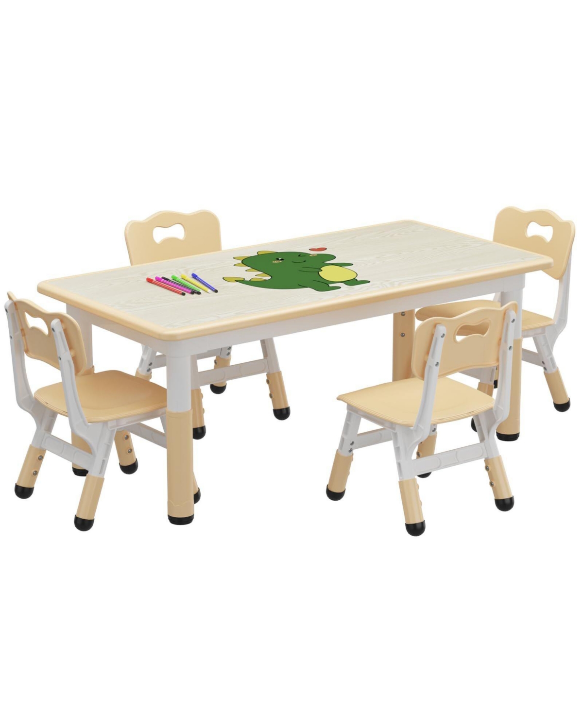 Gaomon Kids Table and 4 Chairs Set, Height Adjustable Table for 4