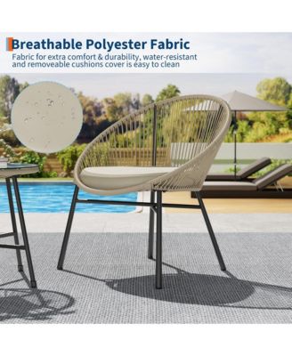 3 Pieces Patio Bistro Set Outdoor Acapulco Chair with Glass Top Coffee Table, Wicker Furniture Sets