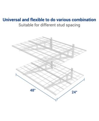 WR24-E WR White Series 24″ D × 48″ W White Steel Wall Shelves (2-Pack)