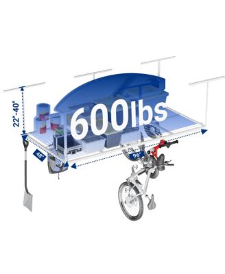 OHK Series Ceiling Mounted Overhead Garage Storage Rack, White — 48" X 96"