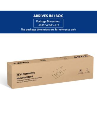 OHK Frame-Only OHK Series Ceiling Mounted Overhead Garage Storage Rack, White — 48" X 96"