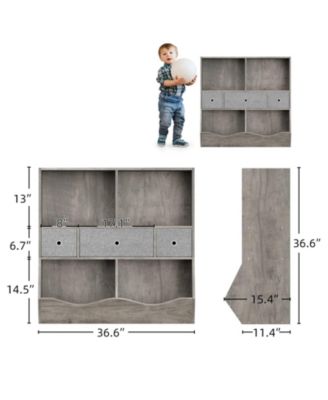 Kids Toy Storage Organizer, Kids Bookshelf with 2 Bookshelfs