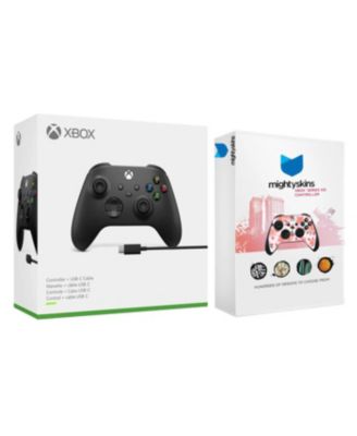 Xbox Wireless Controller + USB-C Cable with MightySkins Custom Skin Code Bundle - Carbon Black