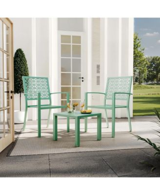 3-Piece Patio Bistro Set, Steel Outdoor Chairs and Table, Modern Small Patio Furniture Set