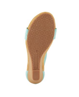 Women s HARLEQUIN Floral T-Strap Wedge Sandals with Back Zipper