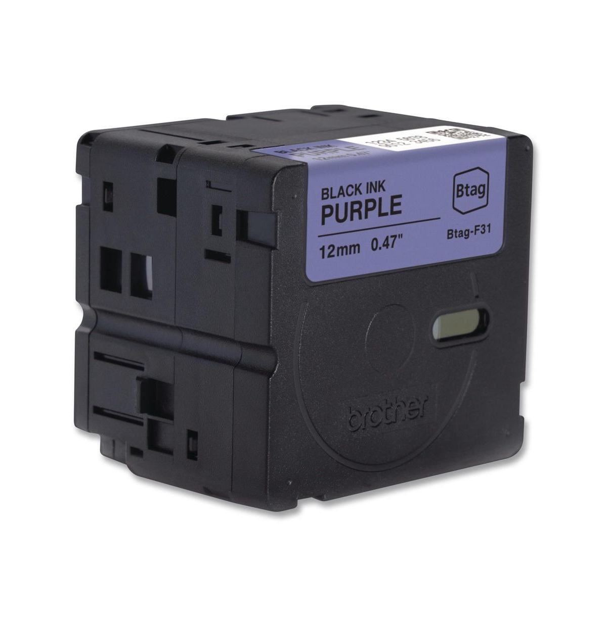 Brother P-Touch BtagF31 0.47 in. x 13.1 ft. Genuine P-Touch BTAG Label Tapes - Black on Purple