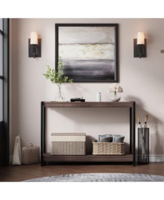 2-Tier Entrance Tables, Farmhouse Entryway Table, 39.5"Console Table With Storage