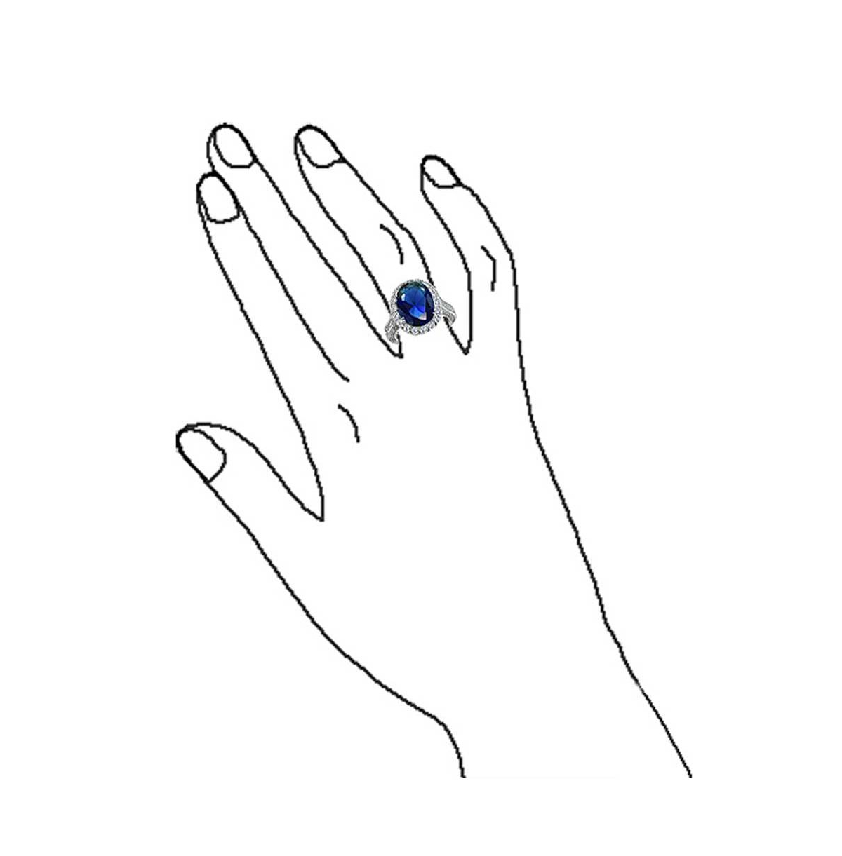 Bling Jewelry Estate 6CT Oval Halo Cz Cubic Zirconia Promise Cocktail Ring Sterling Silver Pave Side Stones