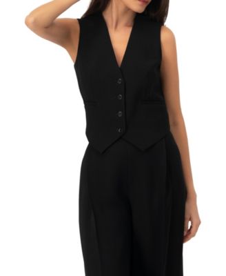 Women's Tailored Sleeveless Vest with Button Closure