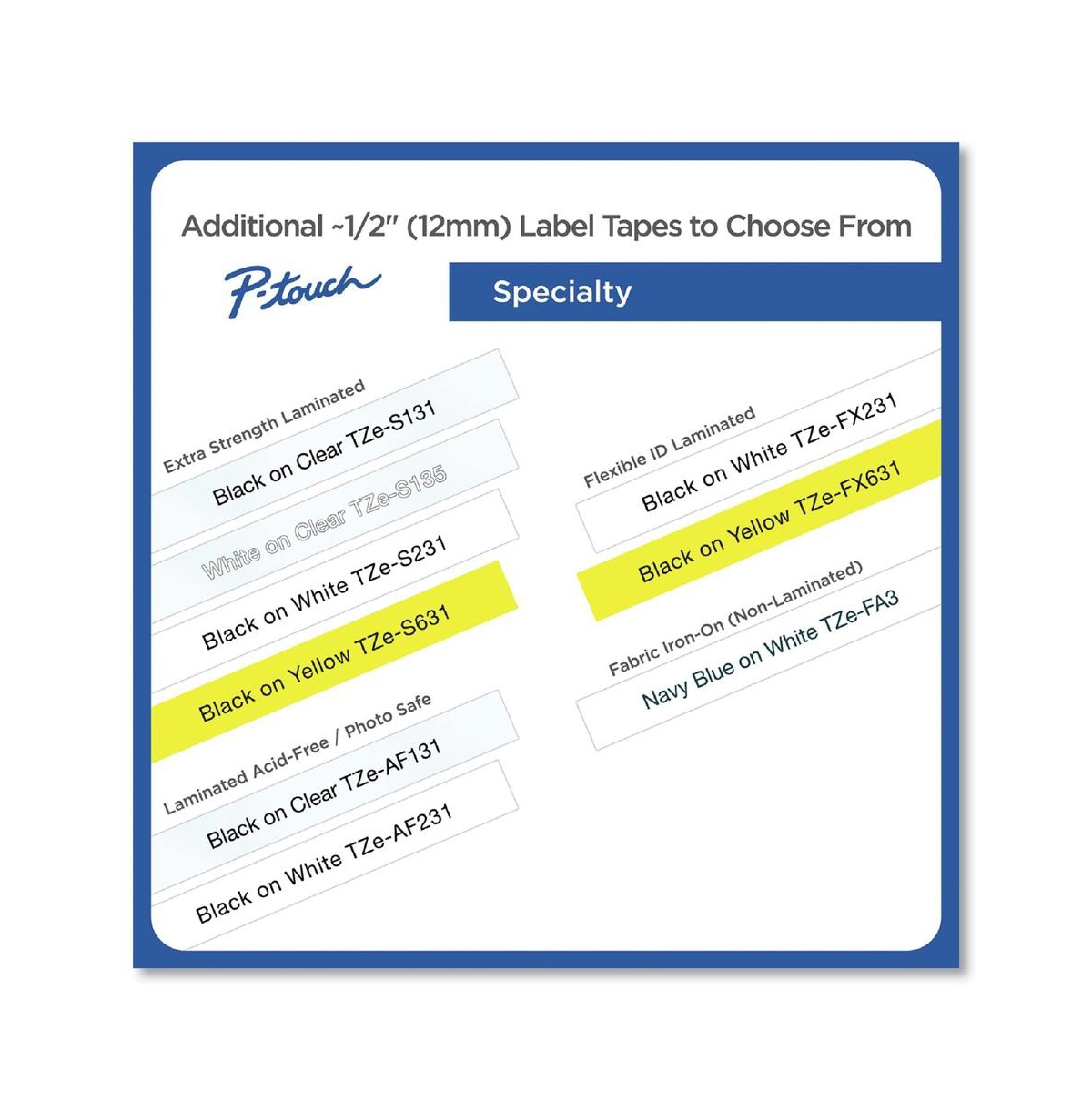 Brother P-Touch TZEFX231 0.47 in. x 26.2 ft. Flexible Id Tape - Black on White