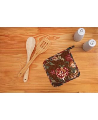 Vintage Floral Bloom Quilted Potholder w/ Hanging Loop 8" x 8"