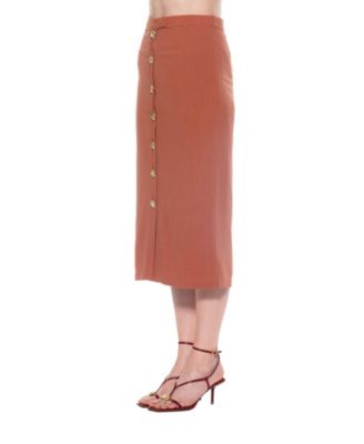 Women's Carla Front Button Down Midi Skirt