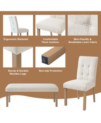 6-Piece Modern Dining Set with Rectangle Kitchen Table 4 Upholstered Chairs and Bench