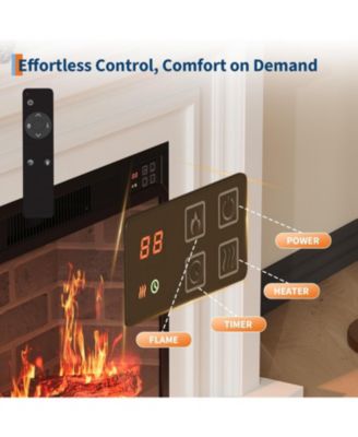 23" Recessed & Wall Mounted Electric Fireplace, 12 Flame Colors, Timer, Remote Control, 750/1500W, Log & Crystal