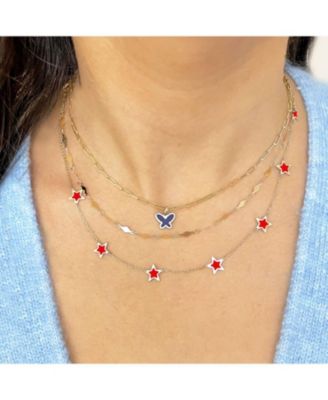 Coral Star Station Necklace 14K Gold