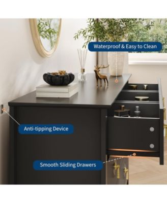 Fluted Dresser 54" Wide, 7-Drawer Modern Wood Chest for Bedroom, Stylish Storage Organizer Cabinet