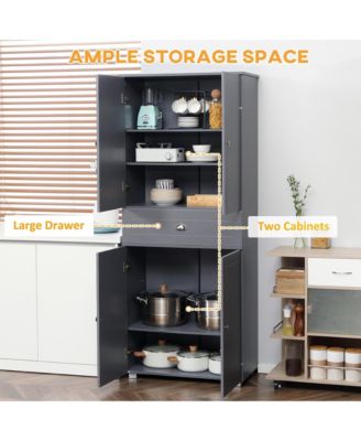 71" Freesding Kitchen Pantry Cabinet with 2 Large Double Door Cabinets