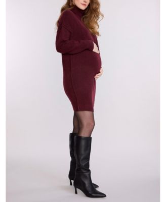 Maternity Motherhood Long Sleeve Turtleneck Sweater Tunic Dress - Motherhood