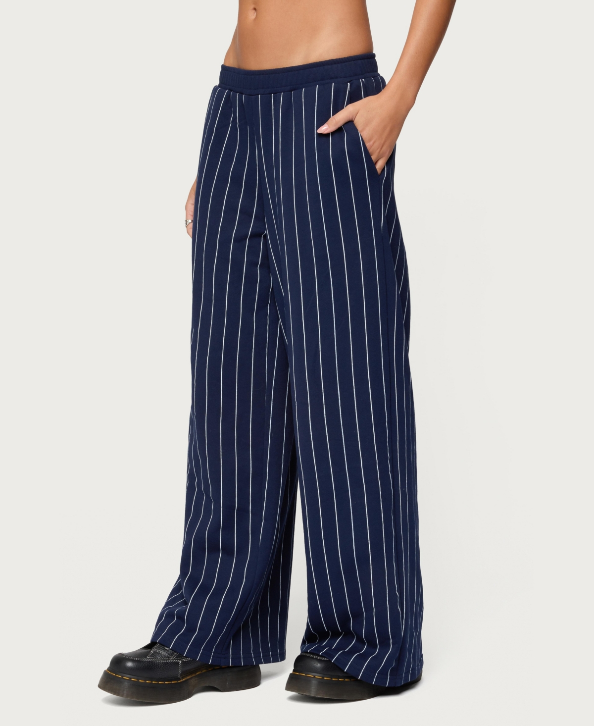 Edikted Women's Mercer Pinstripe Wide Leg Sweatpants