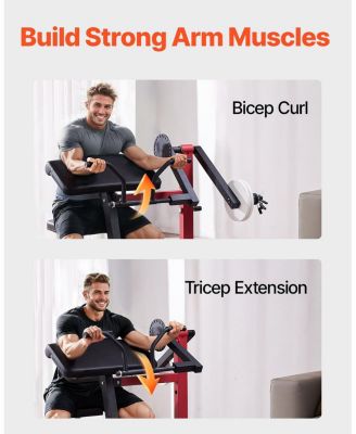 Preacher Curl Machine, 2-in-1 Bicep Curl and Triceps Extension Station for Home Gym Strength Training