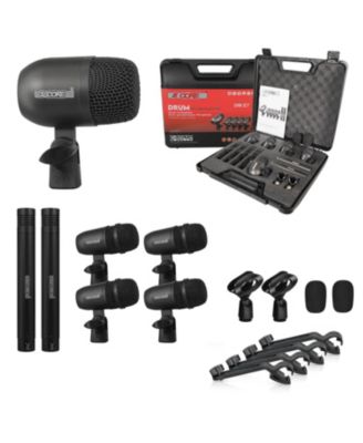 Drum Microphone Kit 7 Piece All Metal Drummer Mics Tom Snare Cymbals Wired Instrument Drums Set