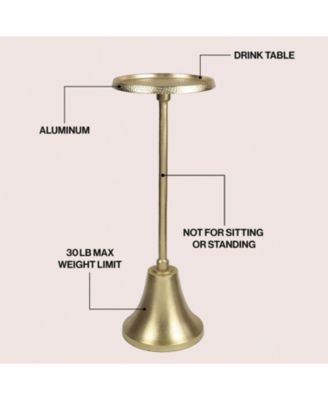 Irida 24" Art Deco Designer Pedestal Drink Table and Decorative End Table with Hammered Round Top and Bell Base