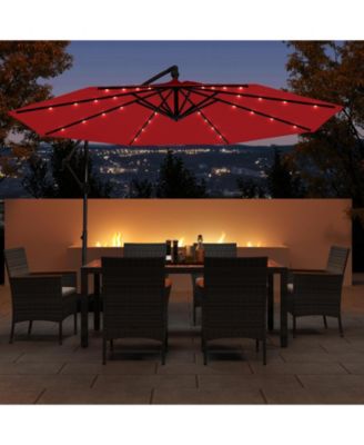 Offset Patio Umbrella with Base and 32 LED Lights
